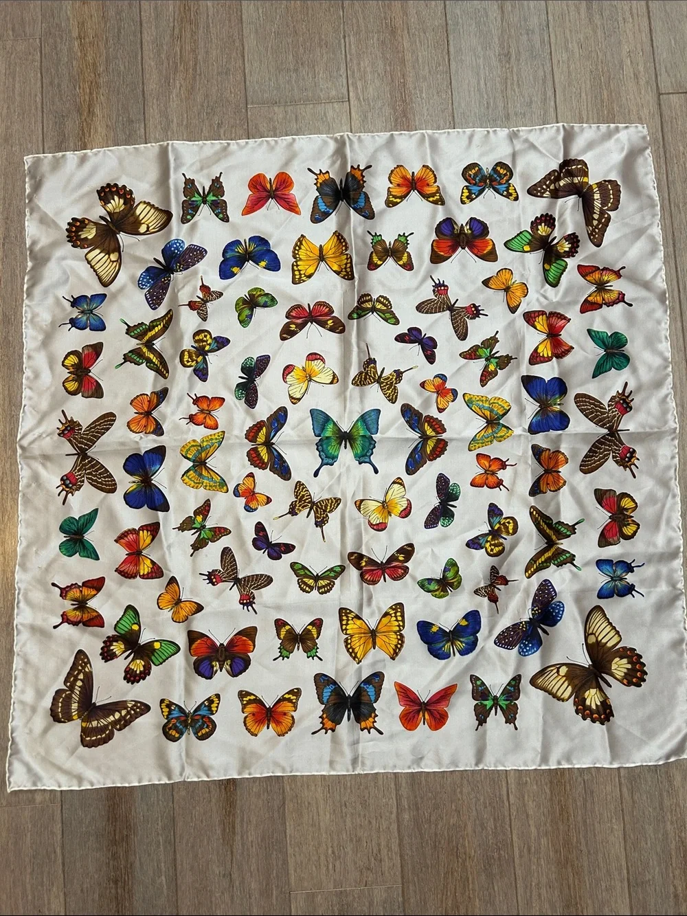 VTG silk Creazione Serica Lariana, Butterfly Print Square Scarf Italy